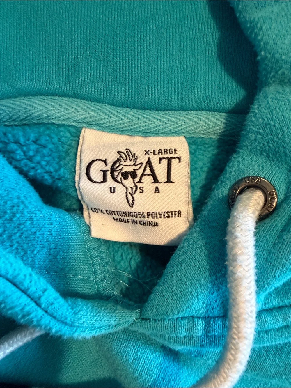 Men's Crewneck Hoodie Sweatshirt in Teal with Goat Patch
